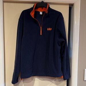 GAP Men’s Dark Blue and Bright Orange Pullover